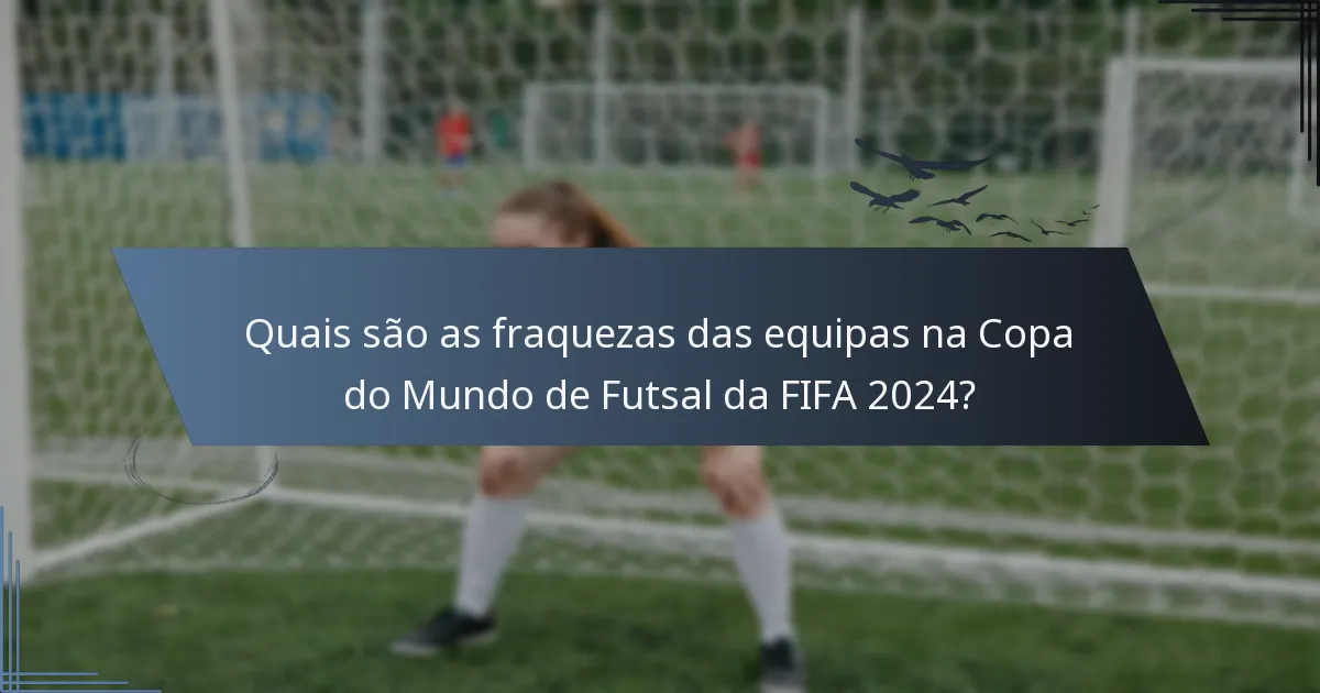 Quais são as fraquezas das equipas na Copa do Mundo de Futsal da FIFA 2024?